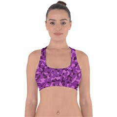 Dark Purple Camouflage Pattern Cross Back Hipster Bikini Top 