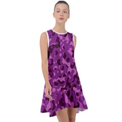 Dark Purple Camouflage Pattern Frill Swing Dress