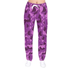 Dark Purple Camouflage Pattern Women velvet Drawstring Pants