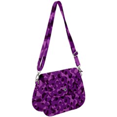 Dark Purple Camouflage Pattern Saddle Handbag by SpinnyChairDesigns