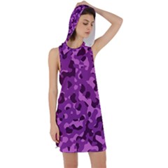 Dark Purple Camouflage Pattern Racer Back Hoodie Dress