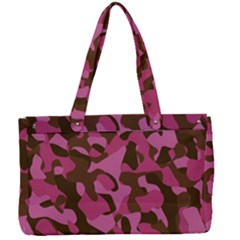 Pink And Brown Camouflage Canvas Work Bag by SpinnyChairDesigns