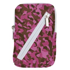 Pink And Brown Camouflage Belt Pouch Bag (small) by SpinnyChairDesigns