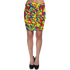 Colorful Rainbow Camouflage Pattern Bodycon Skirt by SpinnyChairDesigns