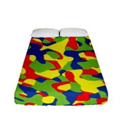 Colorful Rainbow Camouflage Pattern Fitted Sheet (full/ Double Size) by SpinnyChairDesigns