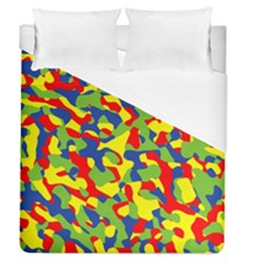 Colorful Rainbow Camouflage Pattern Duvet Cover (queen Size) by SpinnyChairDesigns