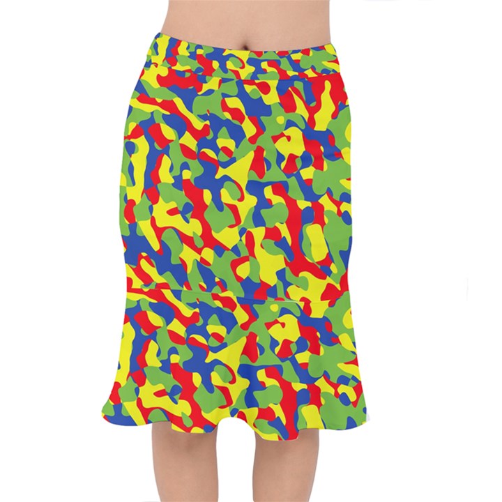 Colorful Rainbow Camouflage Pattern Short Mermaid Skirt