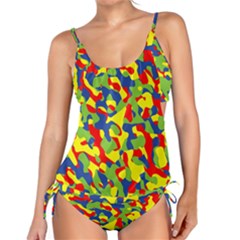 Colorful Rainbow Camouflage Pattern Tankini Set by SpinnyChairDesigns