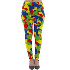 Colorful Rainbow Camouflage Pattern Lightweight Velour Leggings by SpinnyChairDesigns