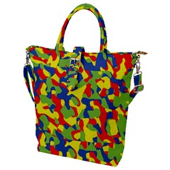 Colorful Rainbow Camouflage Pattern Buckle Top Tote Bag