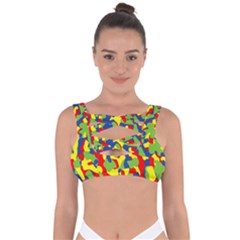 Colorful Rainbow Camouflage Pattern Bandaged Up Bikini Top by SpinnyChairDesigns