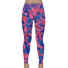 Blue And Pink Camouflage Pattern Classic Yoga Leggings by SpinnyChairDesigns
