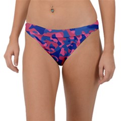 Blue And Pink Camouflage Pattern Band Bikini Bottom by SpinnyChairDesigns