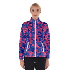 Blue And Pink Camouflage Pattern Winter Jacket by SpinnyChairDesigns