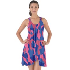 Blue And Pink Camouflage Pattern Show Some Back Chiffon Dress by SpinnyChairDesigns