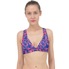 Blue And Pink Camouflage Pattern Classic Banded Bikini Top by SpinnyChairDesigns