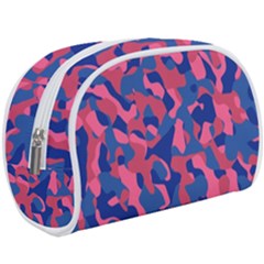 Blue And Pink Camouflage Pattern Makeup Case (large) by SpinnyChairDesigns