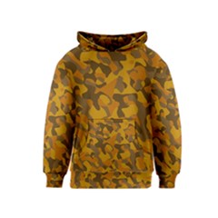 Brown And Orange Camouflage Kids  Pullover Hoodie by SpinnyChairDesigns