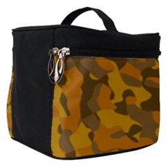 Brown And Orange Camouflage Make Up Travel Bag (small) by SpinnyChairDesigns