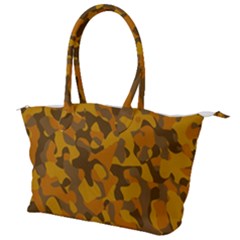Brown And Orange Camouflage Canvas Shoulder Bag by SpinnyChairDesigns