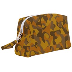 Brown And Orange Camouflage Wristlet Pouch Bag (large) by SpinnyChairDesigns