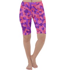 Pink And Purple Camouflage Cropped Leggings  by SpinnyChairDesigns