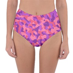 Pink And Purple Camouflage Reversible High-waist Bikini Bottoms by SpinnyChairDesigns