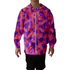 Pink And Purple Camouflage Kids  Hooded Windbreaker by SpinnyChairDesigns