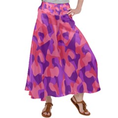 Pink And Purple Camouflage Satin Palazzo Pants by SpinnyChairDesigns