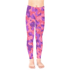 Pink And Purple Camouflage Kids  Leggings by SpinnyChairDesigns