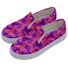 Pink And Purple Camouflage Kids  Canvas Slip Ons by SpinnyChairDesigns