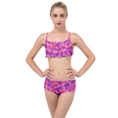 Pink And Purple Camouflage Layered Top Bikini Set by SpinnyChairDesigns