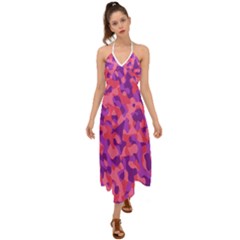 Pink And Purple Camouflage Halter Tie Back Dress  by SpinnyChairDesigns