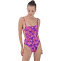 Pink and Purple Camouflage Tie Strap One Piece Swimsuit View1