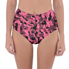 Black And Pink Camouflage Pattern Reversible High-waist Bikini Bottoms by SpinnyChairDesigns