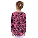 Black and Pink Camouflage Pattern Kids  Long Sleeve Tee View2