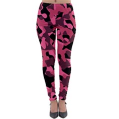Black And Pink Camouflage Pattern Lightweight Velour Leggings