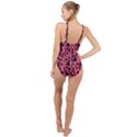 Black and Pink Camouflage Pattern High Neck One Piece Swimsuit View2