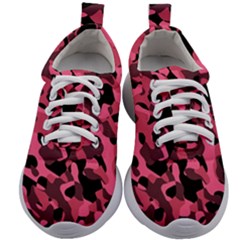Black And Pink Camouflage Pattern Kids Athletic Shoes by SpinnyChairDesigns