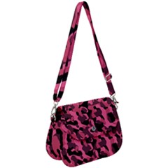 Black And Pink Camouflage Pattern Saddle Handbag by SpinnyChairDesigns