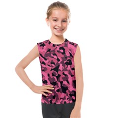 Black And Pink Camouflage Pattern Kids  Mesh Tank Top by SpinnyChairDesigns