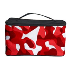 Red And White Camouflage Pattern Cosmetic Storage by SpinnyChairDesigns