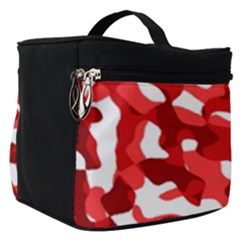 Red And White Camouflage Pattern Make Up Travel Bag (small) by SpinnyChairDesigns