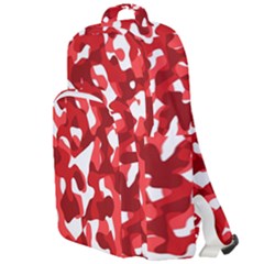 Red And White Camouflage Pattern Double Compartment Backpack by SpinnyChairDesigns
