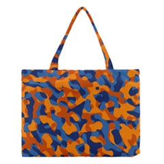 Blue And Orange Camouflage Pattern Medium Tote Bag