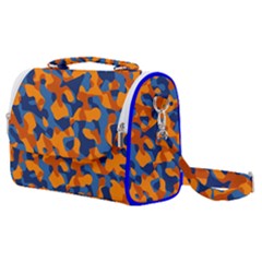 Blue And Orange Camouflage Pattern Satchel Shoulder Bag by SpinnyChairDesigns