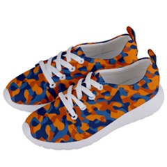 Blue And Orange Camouflage Pattern Women s Lightweight Sports Shoes by SpinnyChairDesigns