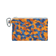 Blue And Orange Camouflage Pattern Canvas Cosmetic Bag (small)