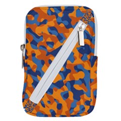 Blue And Orange Camouflage Pattern Belt Pouch Bag (small) by SpinnyChairDesigns