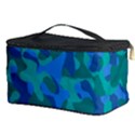 Blue Turquoise Teal Camouflage Pattern Cosmetic Storage View3